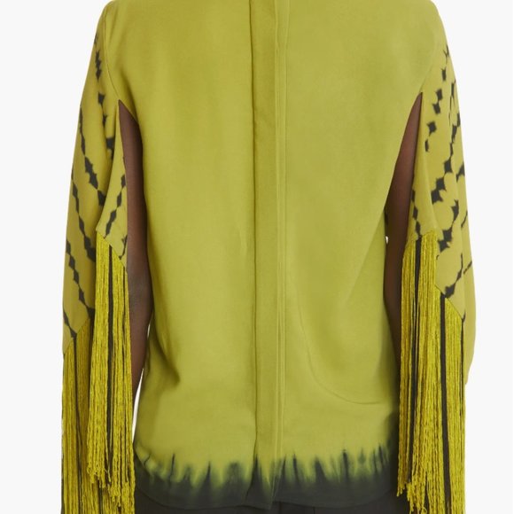 NWT- Proenza Shouler Tie-dye Fringe-sleeve Top In Chartreuse Multi - Picture 4 of 10
